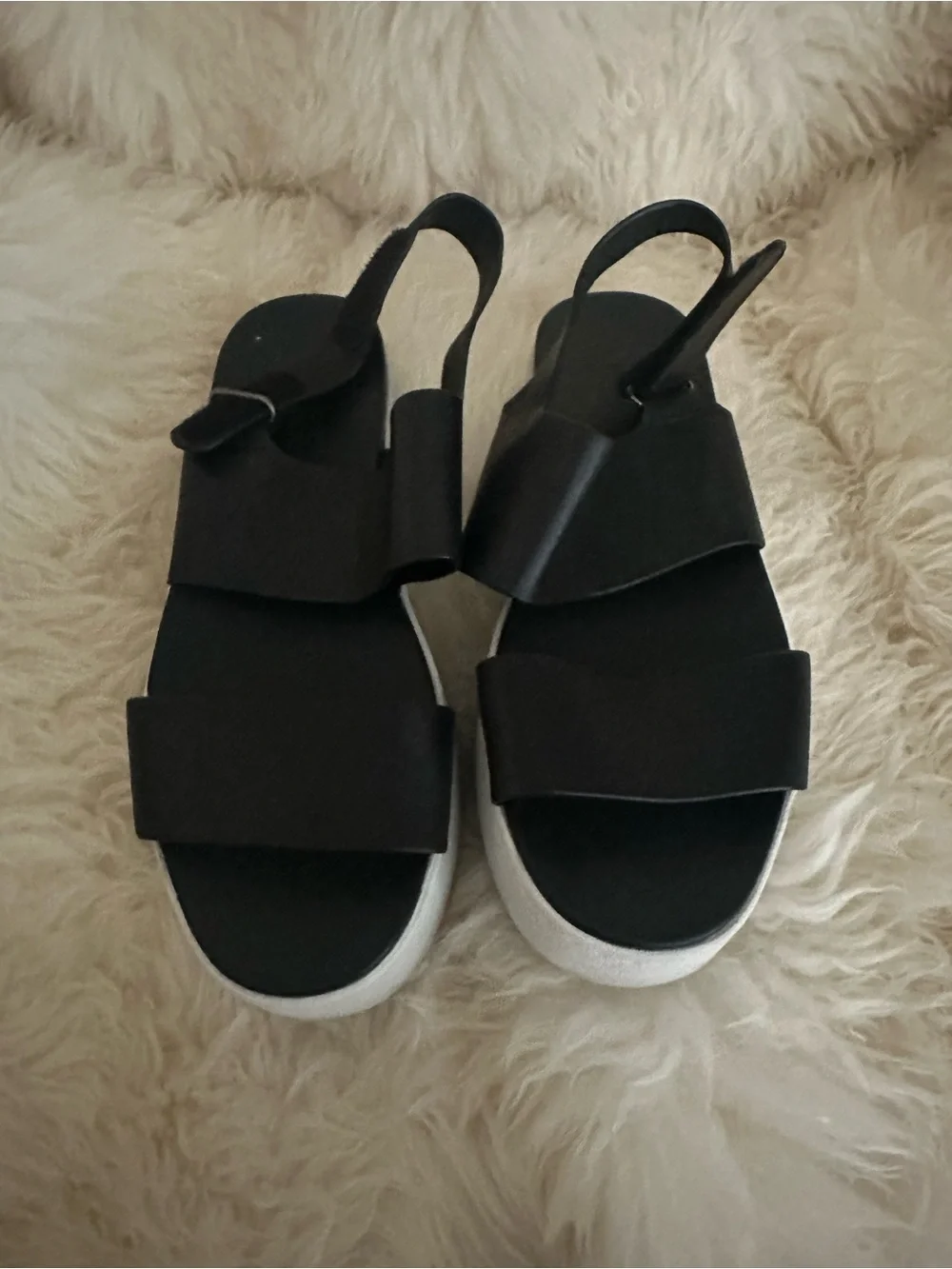 VINCE Westport Black Platform Sandals with White Sole